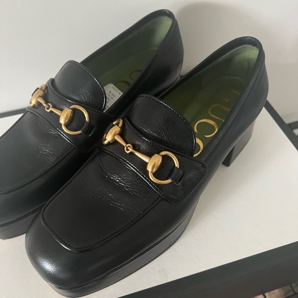 Gucci Leather Lug Sole Loafers size 37.5 - Picture 3 of 5
